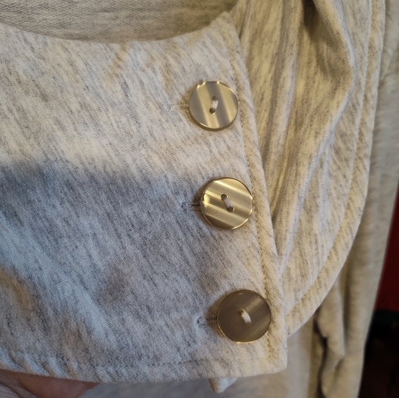 Oatmeal XL Cowl Neck 3/4 Sleeve Tunic - Picture 3 of 7